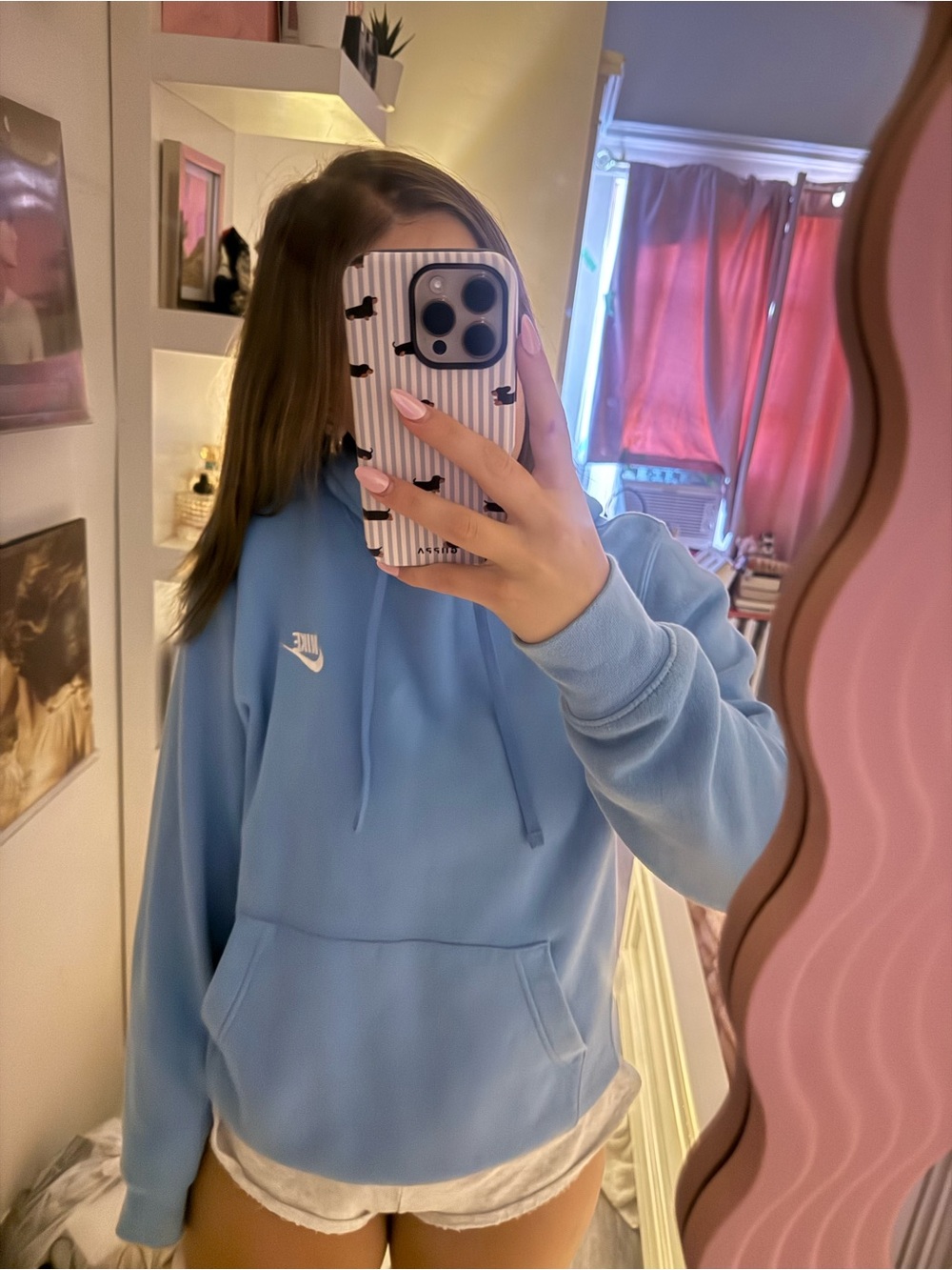 Nike Women's Light Blue Crewneck Hoodie